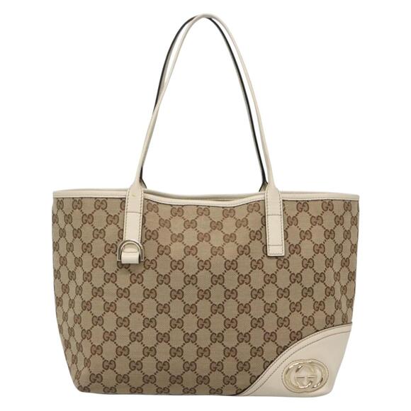 GUCCI GG Canvas Tote Bag Beige Gold - Picture 2 of 16